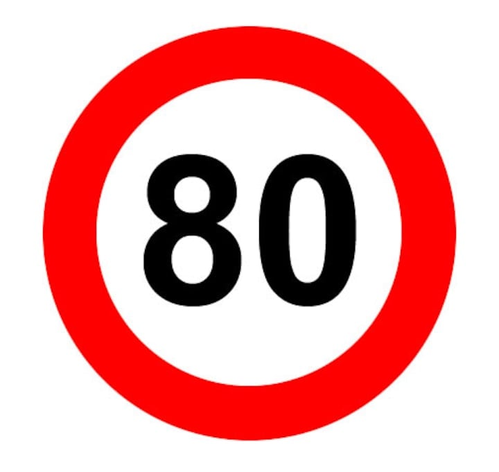 80 km verkeersbord bord