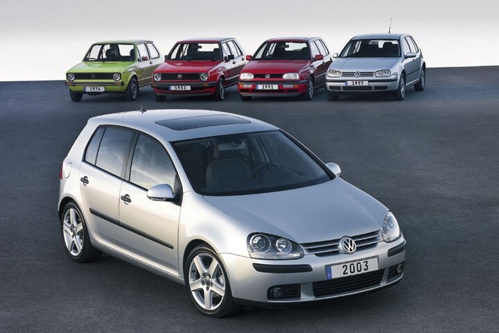 Vijf generaties Volkswagen Golf