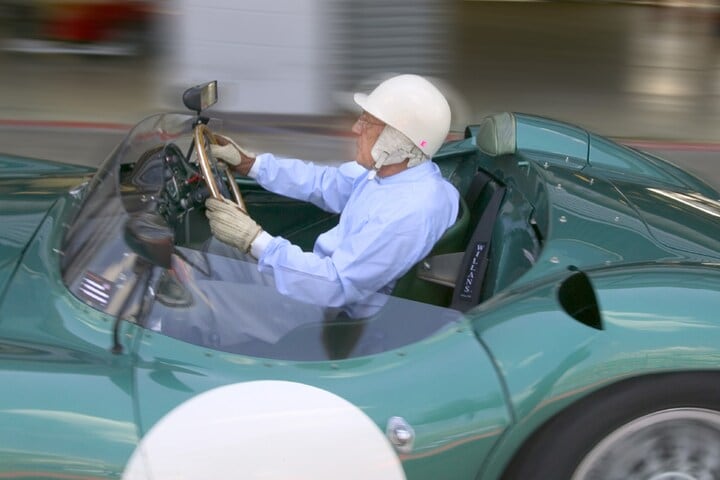 Sir Stirling Moss in Aston Martin