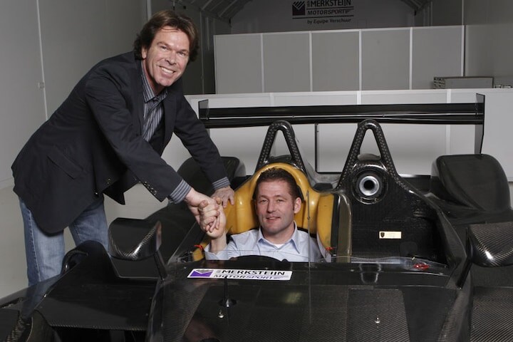 Jos Verstappen in zijn Porsche met Peter van Merks