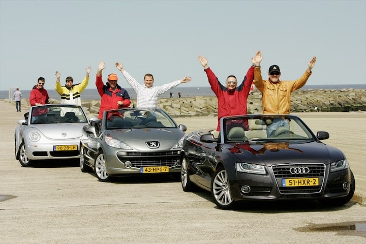 Audi A5 cabrio vs Peugeot 207 CC vs VW New Beetle 