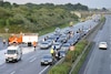 Kettingbotsing op A2 bij Hannover (foto: ANP)