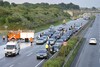 Kettingbotsing op A2 bij Hannover (foto: ANP)