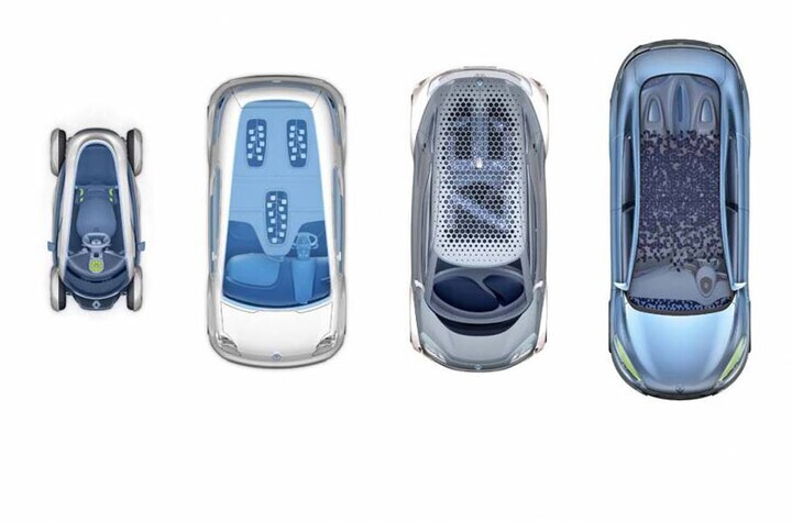 Vier elektro-auto's van Renault