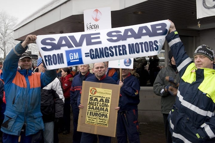 Saab-medewerkers protesteren in Trollhättan | ANP/