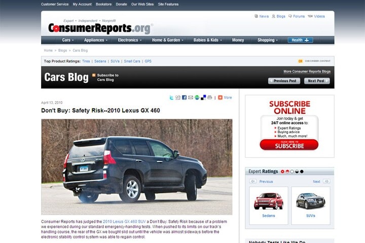 Lexus GX Consumer Reports