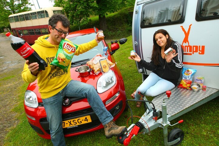 Fiat Panda met caravan
