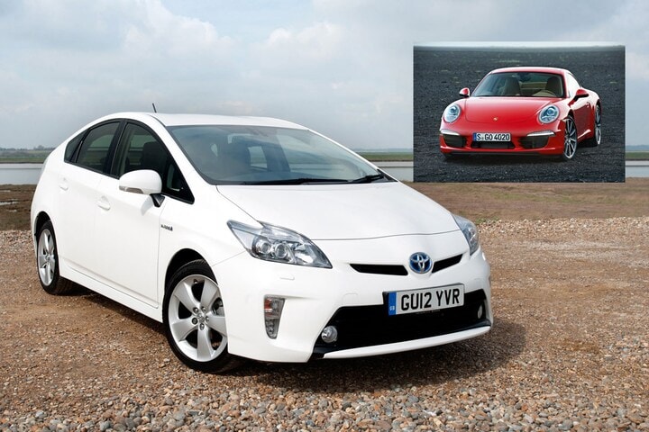 Toyota Prius en Porsche 911