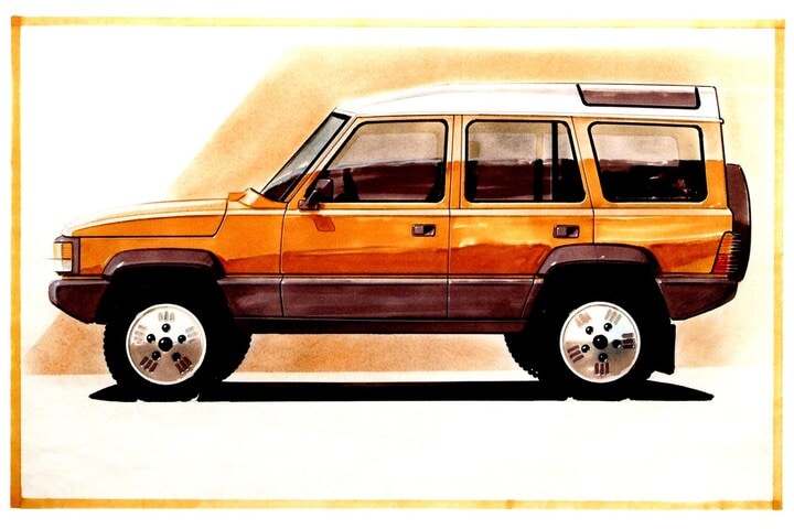 Land Rover Discovery ontwerpschetsen 1985