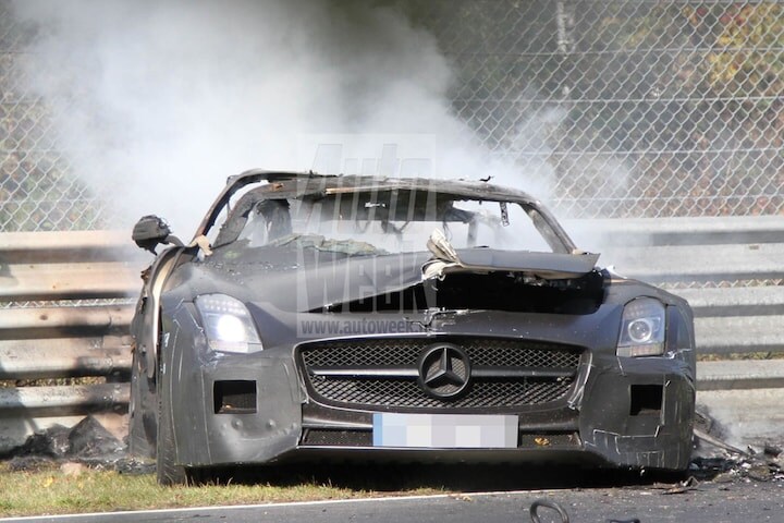 Mercedes SLS AMG Black Series crasht op Ring