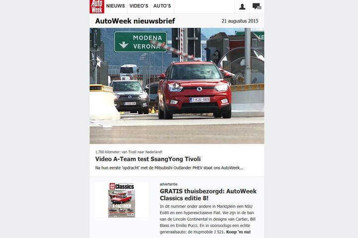 Nieuwe AutoWeek nieuwsbrief