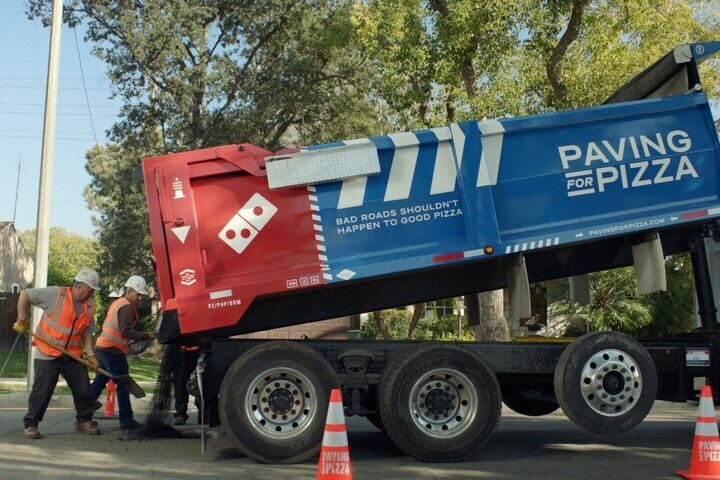 Paving for pizza domino's pizza