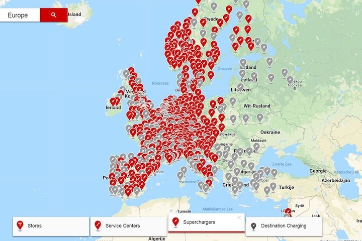 Tesla Superchargers overzicht