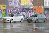 Amsterdam graffiti Skoda Scala Toyota Corolla NDSM
