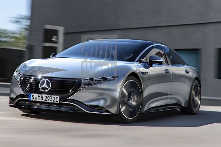 Mercedes-Benz EQE render vooruitblik