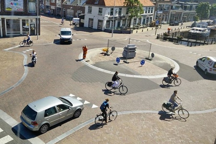 Dorp Stad Rkuispunt Fiets Rotonde Voetganger