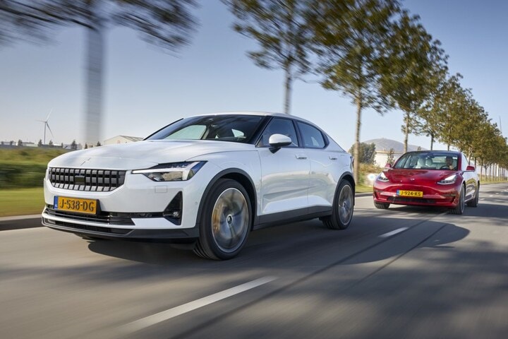 EV elektrische auto multitest Polestar Tesla