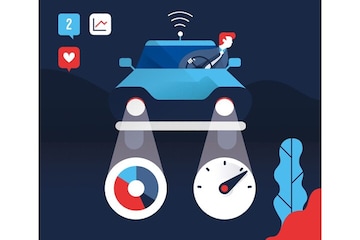 Connected auto communicerende auto's infographic
