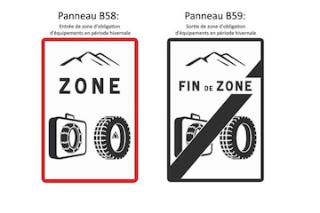 Verkeersbord Frankrijk winterbanden