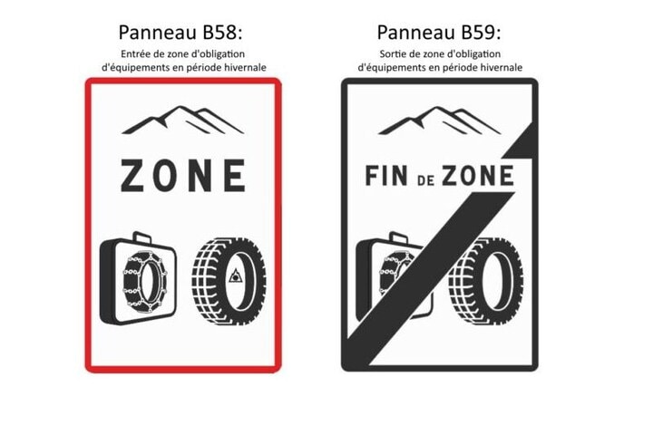 Verkeersbord Frankrijk winterbanden