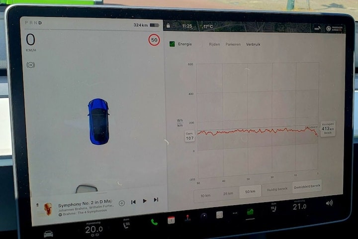 Weblog Bas tien punt zeven praktijkverbruik Tesla Model 3