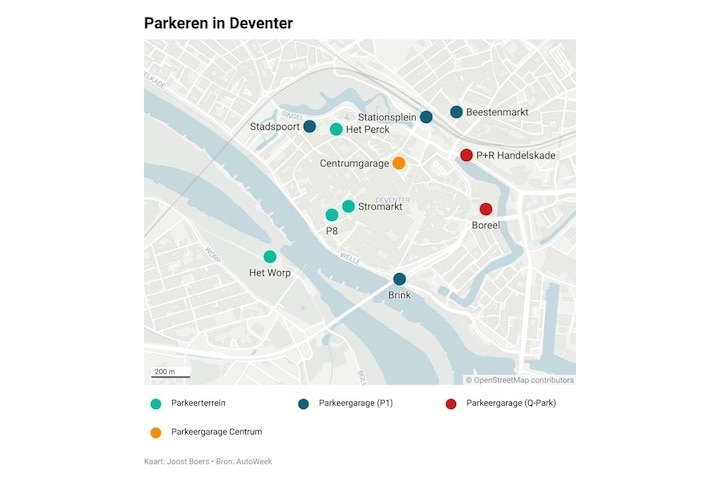 Parkeren in Deventer - kaartje
