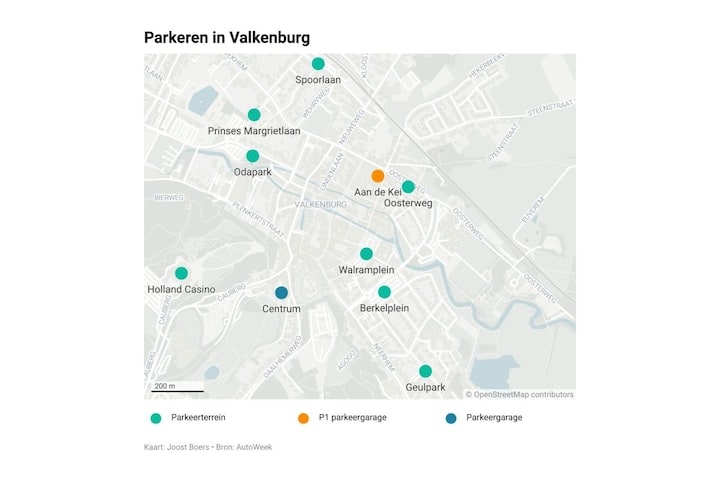 Parkeren in Valkenburg kaartje