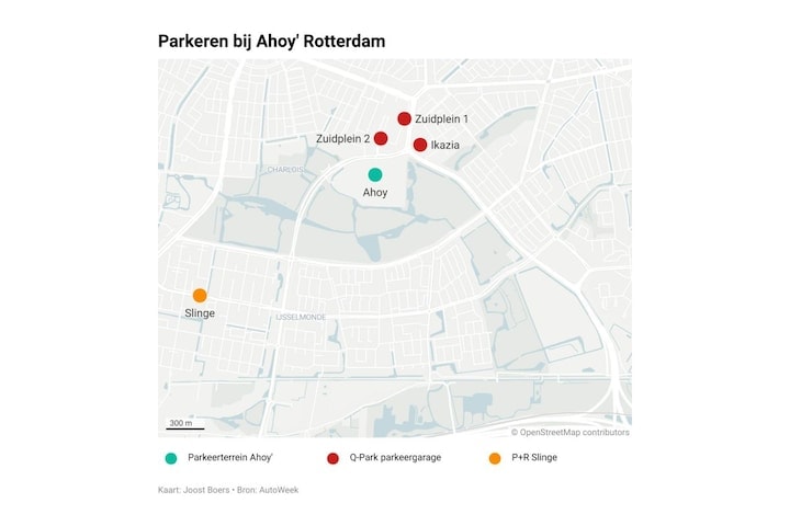 Parkeren bij Ahoy Rotterdam kaartje