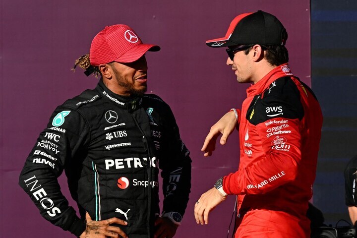 Lewis Hamilton en Charles Leclerc F1 (ANP)