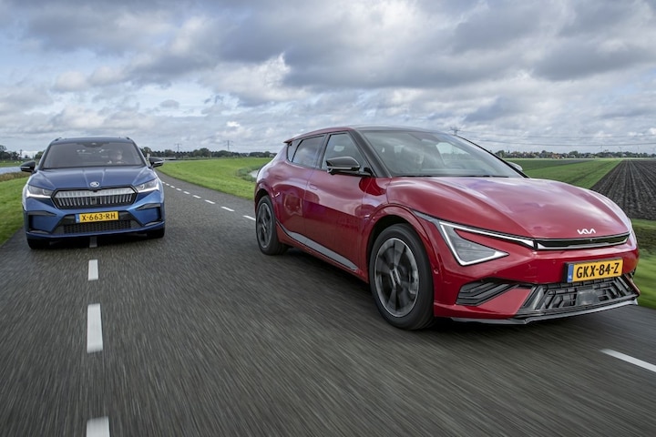 Skoda Enyaq Kia EV6 dubbeltest EV's