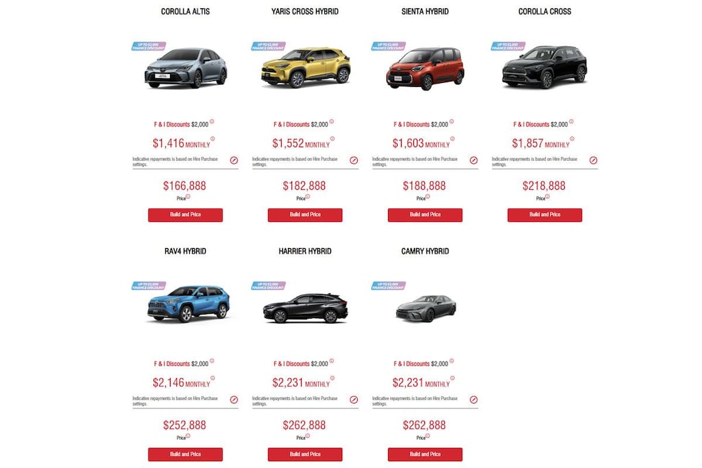 Toyota aanbod Singapore