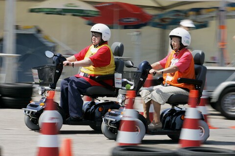 Met je scootmobiel met hondje over de A2