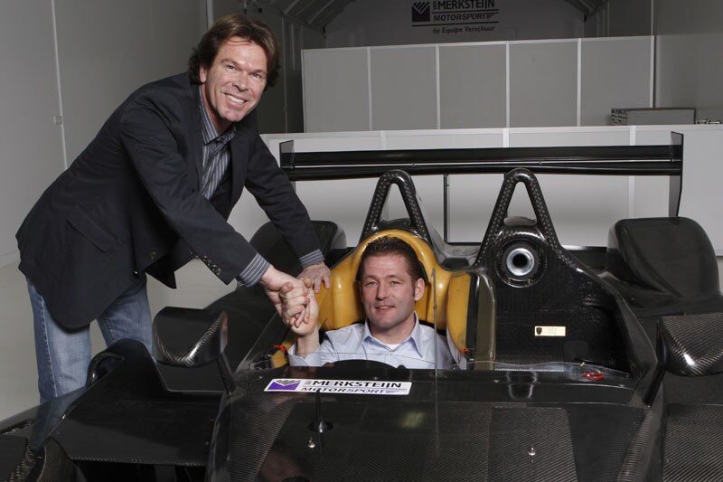 Jos Verstappen in zijn Porsche met Peter van Merks