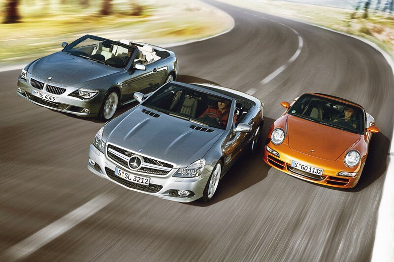 Mercedes SL 350  Porsche 911 Cabriolet  BMW 630i