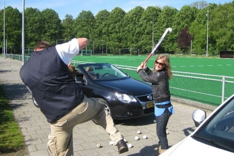 Hockeystick tussen je ogen