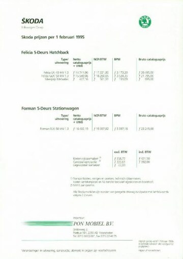 Brochures Skoda Felicia - Folders