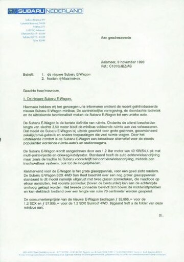 Brochures Subaru E-Wagon - Folders