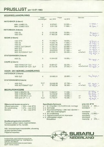 Brochures Subaru L-serie - Folders