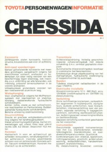 Brochures Toyota Cressida - Folders