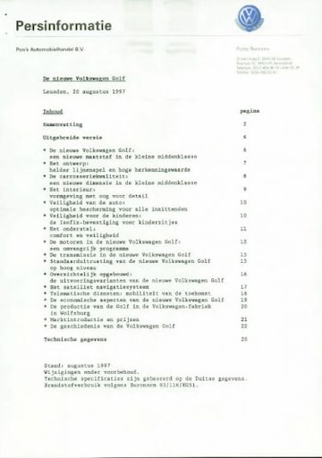 Brochures Volkswagen Golf - Folders