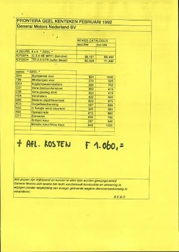 Brochures Opel Frontera - Folders