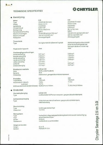 Brochures Chrysler Saratoga - Folders