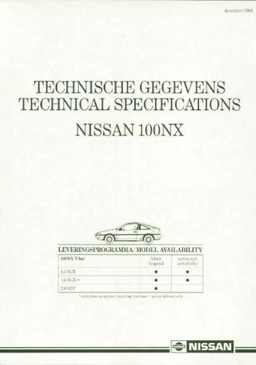 Brochures Nissan 100 NX - Folders
