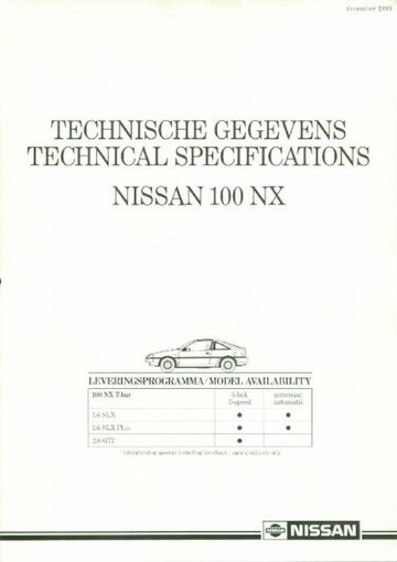 Brochures Nissan 100 NX - Folders