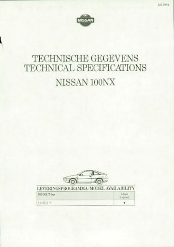 Brochure Nissan 100 NX