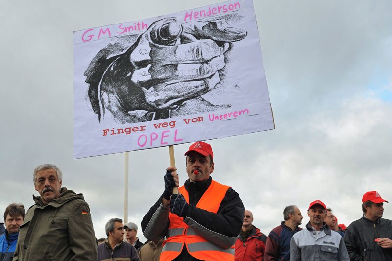 Opel werknemers demonstreren in Rüsselsheim | ANP/