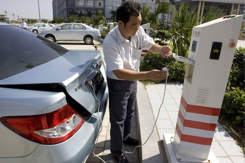 Elektrische auto Mercedes-BYD in Peking
