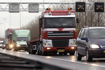 Vrachtwagens in de file | Foto: ANP
