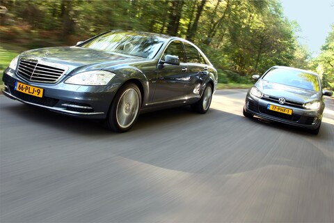 Verbruiktest Mercedes S250 CDI en VW Golf GTD