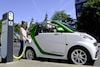 Het opladen van een elektrische Smart Fortwo